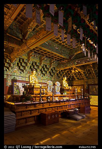 Gilded temple interior, Haein sa Temple. South Korea