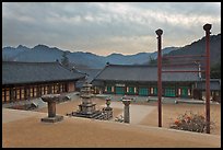 Haeinsa Temple and Gaya Mountains, evening. South Korea (color)