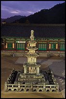 Stone pagoda at dusk, Haeinsa Temple. South Korea (color)