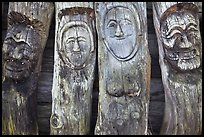 Sculptures on wood stems. Hahoe Folk Village, South Korea