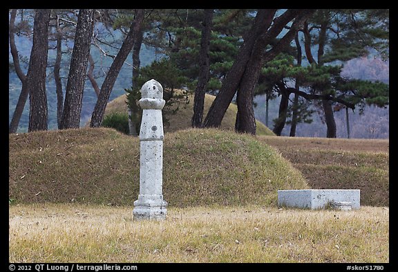 Funeral grass mounds. Hahoe Folk Village, South Korea (color)