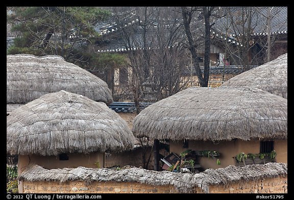 Straw roofing. Hahoe Folk Village, South Korea