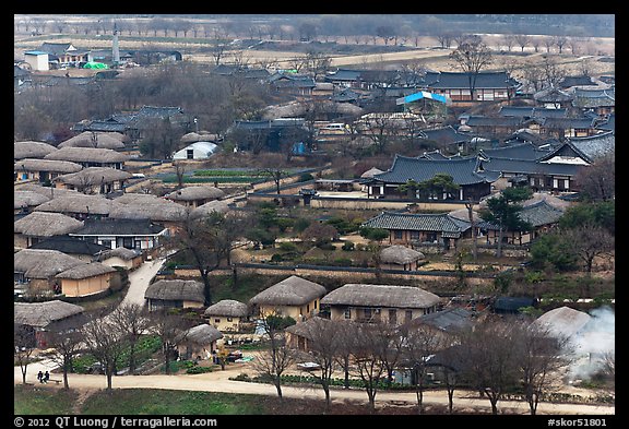 Village seen from above. Hahoe Folk Village, South Korea (color)