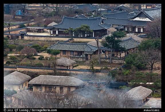 Houses seen from above. Hahoe Folk Village, South Korea (color)