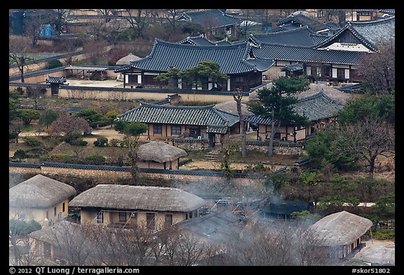 Houses seen from above. Hahoe Folk Village, South Korea