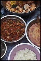 Dishes with kimchee ingredients. Gyeongju, South Korea (color)