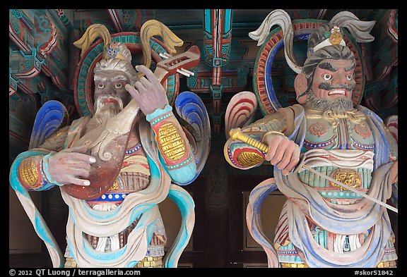 Painted wooden statues, Bulguk-sa. Gyeongju, South Korea (color)