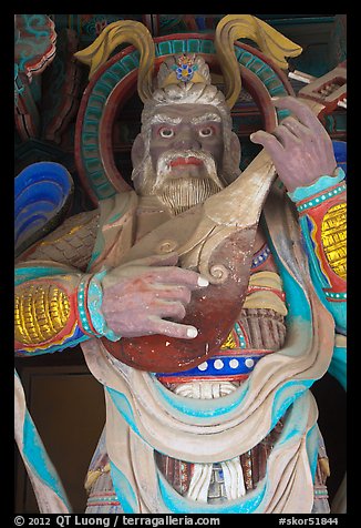 Wooden statue with musical instrument, Bulguk-sa. Gyeongju, South Korea (color)