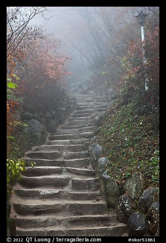 Stairs leading to grotto, Seokguram. Gyeongju, South Korea