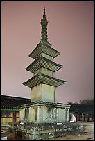 Seokgatap (Sakyamuni) pagoda by night, Bulguk-sa. Gyeongju, South Korea