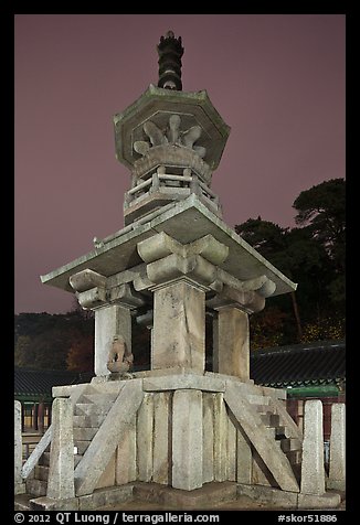 Dabotap pagoda by night, Bulguksa. Gyeongju, South Korea