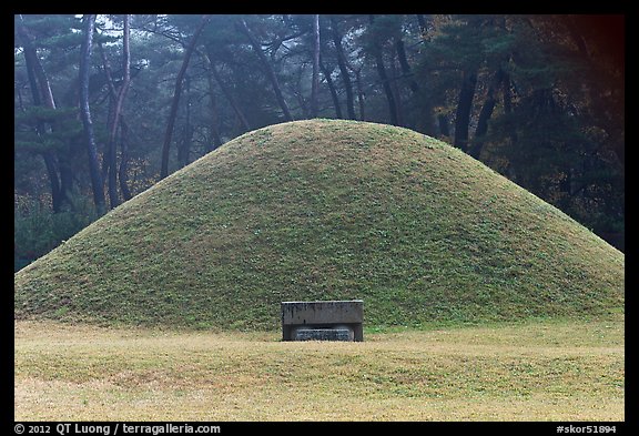 Royal tomb of Silla king Gyongae, Namsan Mountain. Gyeongju, South Korea (color)