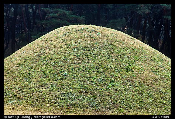 Burial mound, Mt Namsan. Gyeongju, South Korea (color)