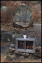 Shrine and carved rock, Namsan Mountain. Gyeongju, South Korea ( color)