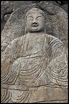 Seated Seokgayeorae rock carving, Namsan Mountain. Gyeongju, South Korea