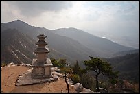 Samnyundaejwabul pagoda and mountain landscape, Namsan Mountain. Gyeongju, South Korea