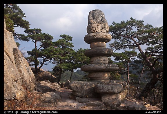 Headless buddha statue on elaborate pedestal, Yongjangsa Valley, Mt Namsan. Gyeongju, South Korea (color)