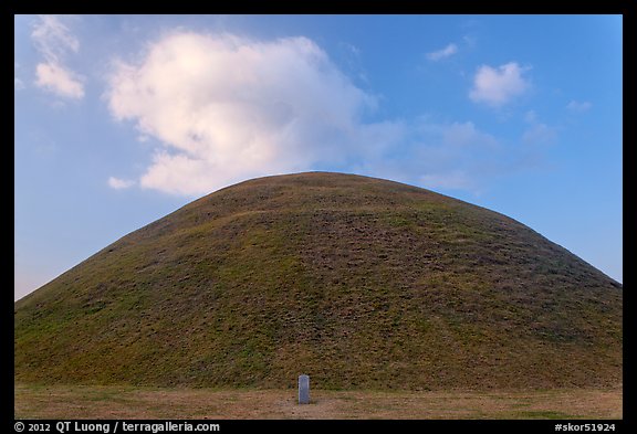 Tumulus and cloud. Gyeongju, South Korea