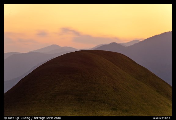 Barrows at sunset. Gyeongju, South Korea (color)