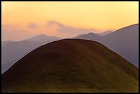 Barrows at sunset. Gyeongju, South Korea