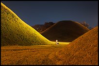 Burial mounds and tombs at night. Gyeongju, South Korea