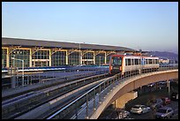 Subway on elevated bridge near airport, Busan. South Korea ( color)