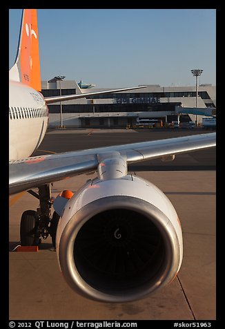 Jet engine, Gimhae International Airport, Busan. South Korea (color)