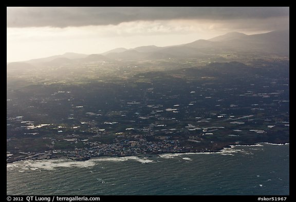 Aerial view of coast. Jeju Island, South Korea (color)