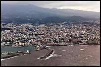 Aerial view of Jeju-Si. Jeju Island, South Korea (color)