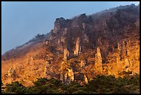 Last light on pinnacles. Jeju Island, South Korea