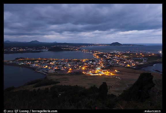 Seongsang Ilchulbong at twilight. Jeju Island, South Korea (color)