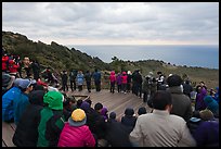 Viewers waiting for sunrise on Ilchulbong. Jeju Island, South Korea ( color)