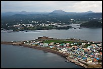 Seongsang Ilchulbong and volcanoes from above. Jeju Island, South Korea ( color)