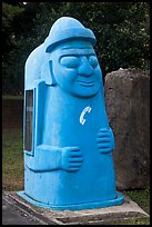 Telephone cabin shaped like Dolharubang. Jeju Island, South Korea ( color)