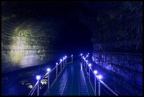 Metal walkway in Manjanggul cave. Jeju Island, South Korea