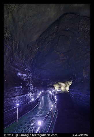 Huge lava tube cave with walkway, Manjanggul. Jeju Island, South Korea