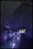 Huge lava tube cave with walkway, Manjanggul. Jeju Island, South Korea ( color)