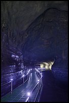 Huge lava tube cave with walkway, Manjanggul. Jeju Island, South Korea