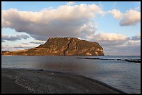 Beach and Tuff Cone,  Ilchulbong. Jeju Island, South Korea (color)