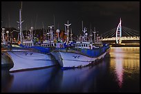 Fishing boats at night, Seogwipo. Jeju Island, South Korea (color)