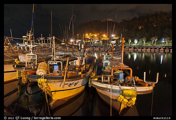 Harbor at night, Seogwipo-si. Jeju Island, South Korea