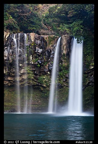 Cheongjiyeon Pokpo falls, Seogwipo. Jeju Island, South Korea (color)