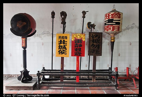 Drum and sticks, Loo Pun Hong temple. George Town, Penang, Malaysia (color)