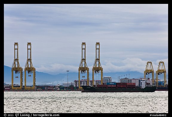 Port and container ship. George Town, Penang, Malaysia (color)