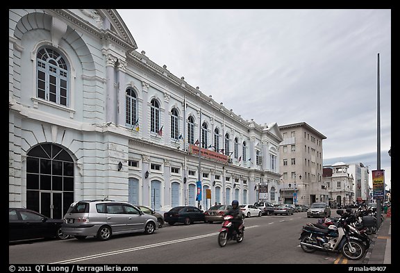 Colonial-style building and street. George Town, Penang, Malaysia (color)