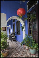 Blue exterior gallery, Cheong Fatt Tze Mansion. George Town, Penang, Malaysia (color)