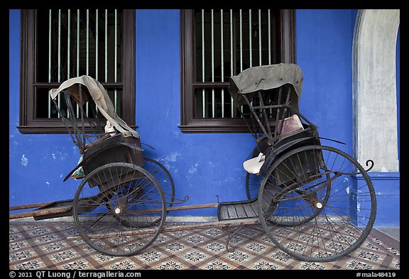 Bicycle rickshaws, Cheong Fatt Tze Mansion. George Town, Penang, Malaysia