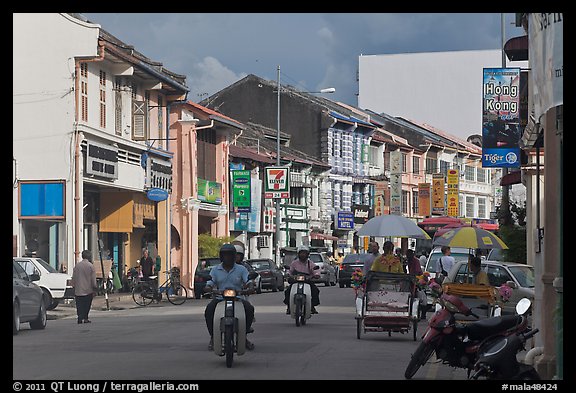 Lebuh Chulia Street, Chinatown. George Town, Penang, Malaysia