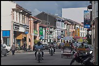 Lebuh Chulia Street, Chinatown. George Town, Penang, Malaysia (color)