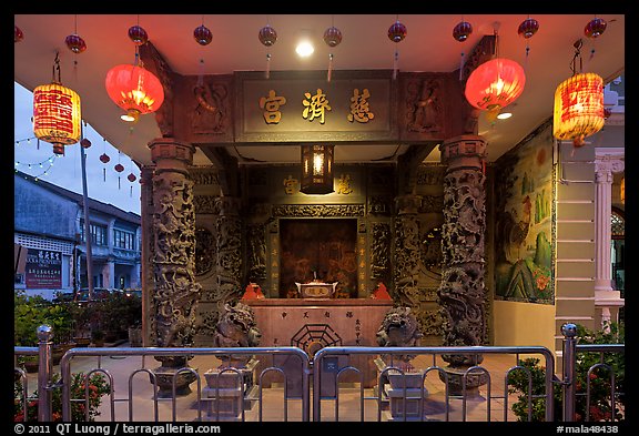 Chinese temple at dusk. George Town, Penang, Malaysia (color)